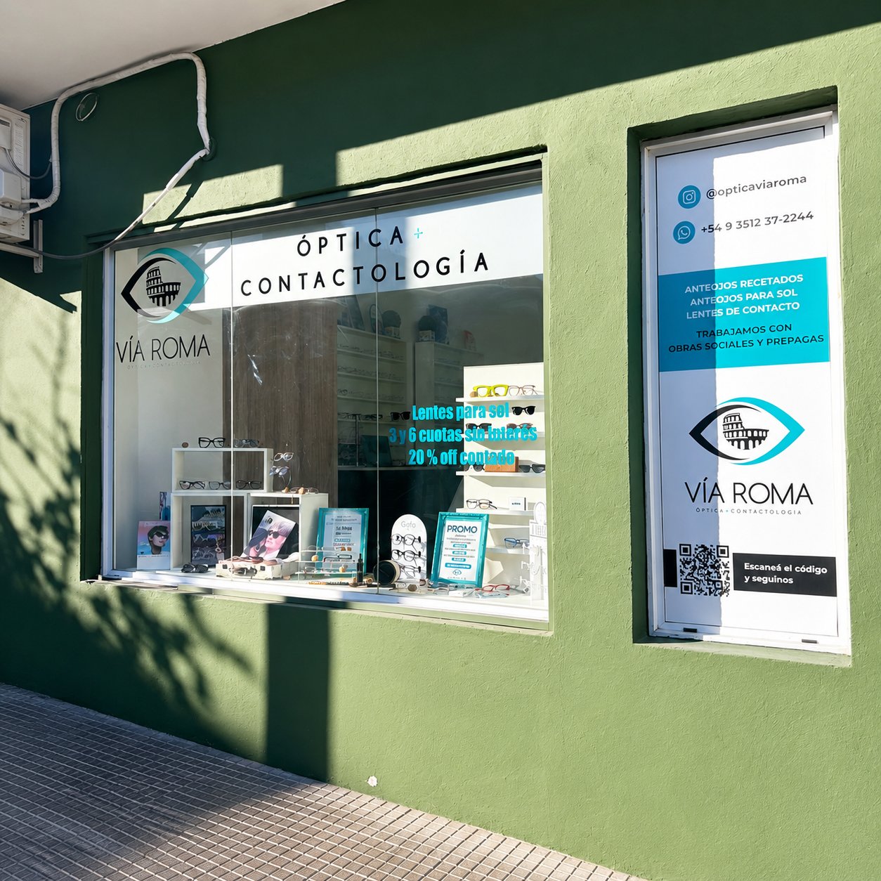 Óptica Vía Roma - Fachada del local en Roma 700, Barrio General Paz, Córdoba